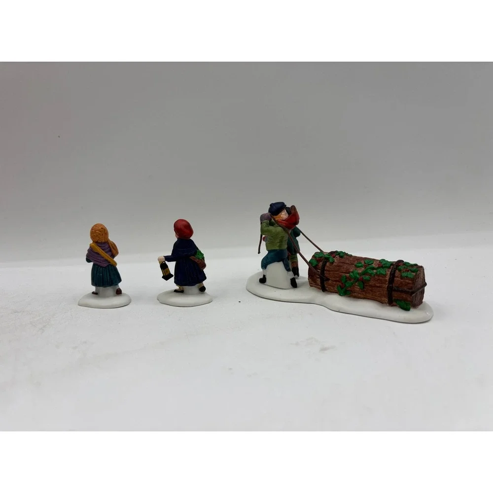 Department 56 1991 Vintage HVC Bringing Home the Yule Log Set of 3 5558-1 EUC
